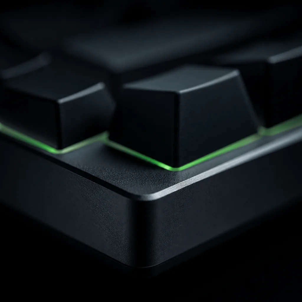 Teclado mecánico con luz verde en los bordes / Mechanical keyboard with green edge lighting